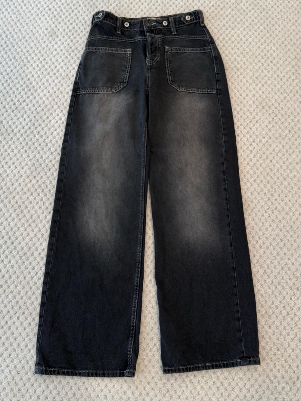 Free People We The Free Palmer Cuffed Wide Leg Jeans.